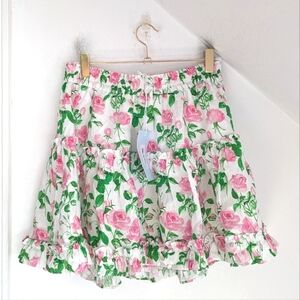 Hill House Floral Mini Skirt - Pink and Green